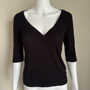 PST Los Angelas 3/4 Black Knit Top Size S